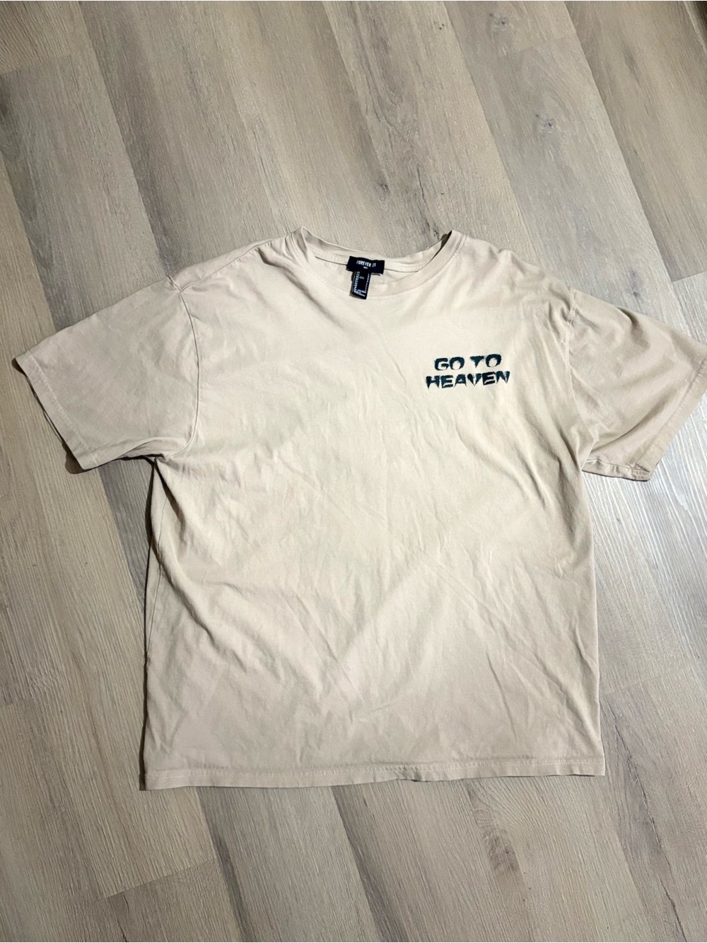 Forever 21 Beige 'GO TO HEAVEN' Short Sleeve Graphic Tee